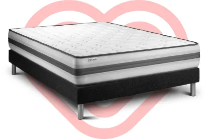 Ensemble Matelas Sommier 140x190 cm - Sommier Noir (déjà monté) - Vitalpower Recover