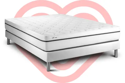 Ensemble Matelas Sommier 135x190 cm - Sommier Blanc (en kit) - Vital Spa