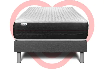 Ensemble Matelas Sommier 90x190 cm - Sommier Gris (déjà monté) - Vitalspring