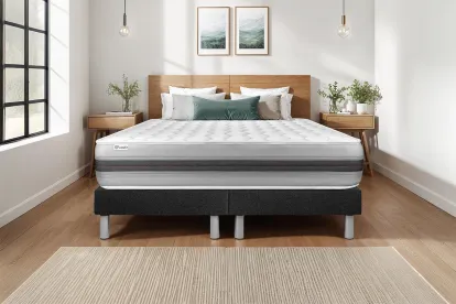 Ensemble Matelas Sommier 160x200 cm - 2 Sommiers Noir - Vitalspring Recover