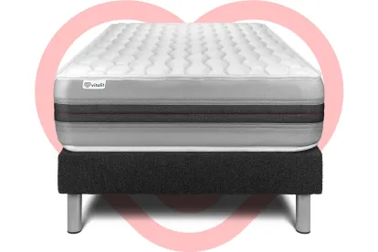Ensemble Matelas Sommier 90x190 cm - Sommier Noir (déjà monté) - Vitalspring Recover