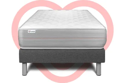 Ensemble Matelas Sommier 120x200 cm - Sommier Gris (en kit) - Vitalmemo