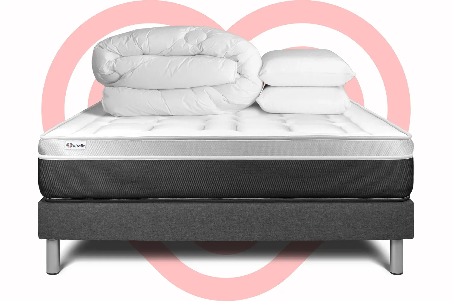 Ensemble Lit Coffre Epeda Hercule 2 En 1 - Velours Gris Souris 140x190