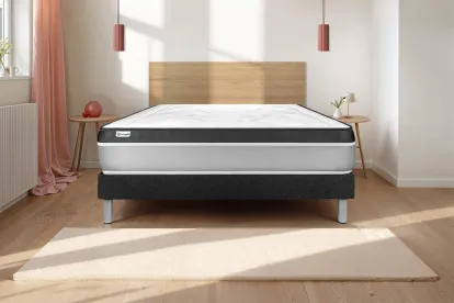 Ensemble Matelas Sommier 135x200 cm - Sommier Noir (en kit) - Vital Ergo