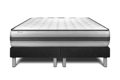 Ensemble Matelas Sommier 200x200 cm - 2 Sommiers Noir - Vitalpower Recover