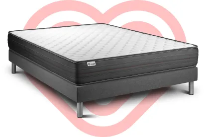 Ensemble Matelas Sommier 140x200 cm - Sommier Gris (déjà monté) - Vitalpower