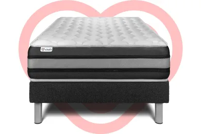 Ensemble Matelas Sommier 90x190 cm - Sommier Noir (en kit) - Vitalspring Zen