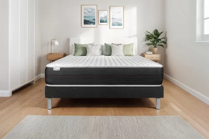 Ensemble Matelas Sommier 135x190 cm - Sommier Noir (en kit) - Vitalspring