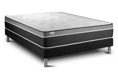 Ensemble Matelas Sommier 180x220 cm - Sommier Noir (en kit) - Vital Care