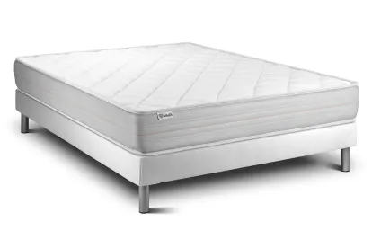Ensemble Matelas Sommier 140x220 cm - Sommier Blanc (en kit) - Vitalmemo