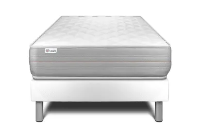 Ensemble Matelas Sommier 90x190 cm - Sommier Blanc (en kit) - Vitalmemo