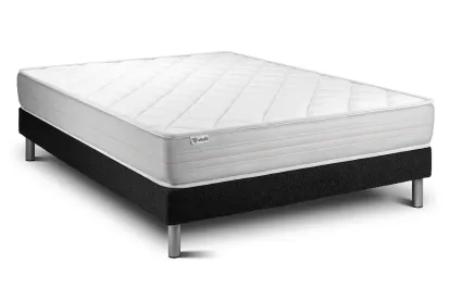 Ensemble Matelas Sommier 160x200 cm - Sommier Noir (déjà monté) - Vitalmemo