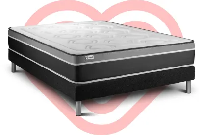 Ensemble Matelas Sommier 140x200 cm - Sommier Noir (en kit) - Vital Care