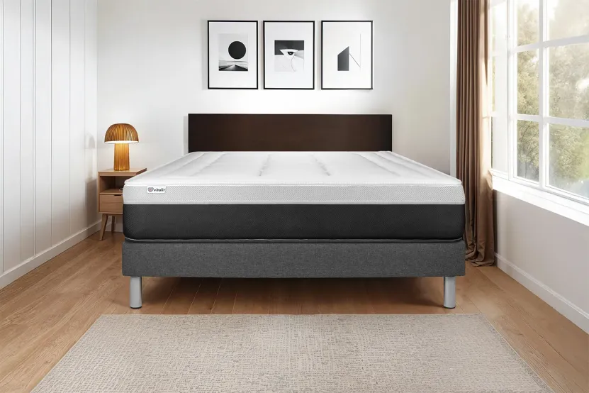 Ensemble Matelas Sommier 135x200 cm - Sommier Gris (en kit) - Vital Form