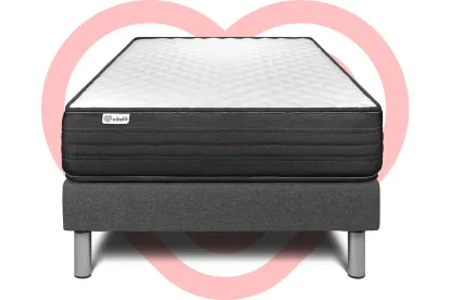 Ensemble Matelas Sommier 90x200 cm - Sommier Gris (déjà monté) - Vitalpower