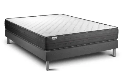Ensemble Matelas Sommier 140x200 cm - Sommier Gris (en kit) - Vitalpower