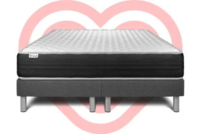 Ensemble Matelas Sommier 160x200 cm - 2 Sommiers Gris - Vitalmemo One