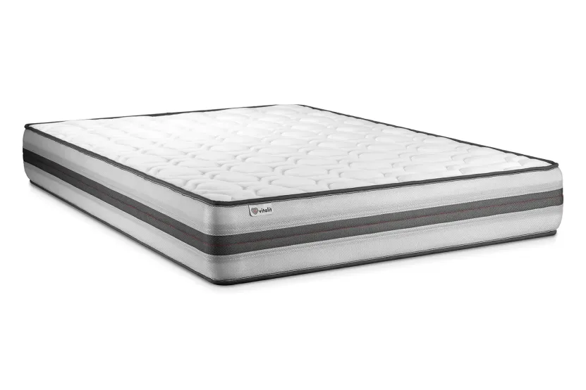 Ensemble Matelas Sommier 140x220 cm - Sommier Gris (en kit) - Vitalpower Recover