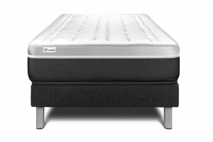Ensemble Matelas Sommier 90x190 cm - Sommier Noir (en kit) - Vital Soft