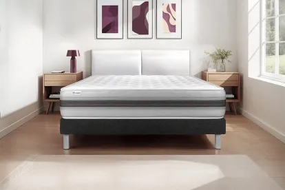 Ensemble Matelas Sommier 120x200 cm - Sommier Noir (en kit) - Vitalmemo Back