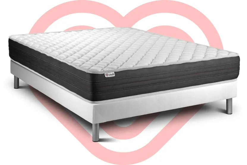 Ensemble Matelas Sommier 140x200 cm - Sommier Blanc (déjà monté) - Vitalmemo One