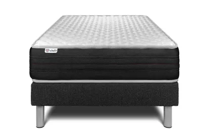 Ensemble Matelas Sommier 120x200 cm - Sommier Noir (en kit) - Vitalmemo One