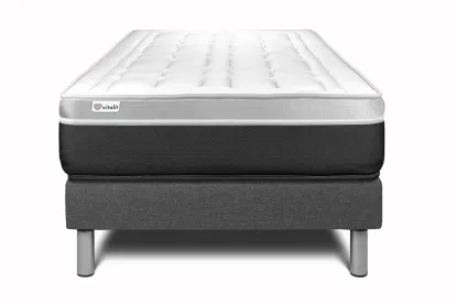 Ensemble Matelas Sommier 120x190 cm - Sommier Gris (en kit) - Vital Soft